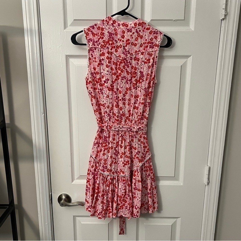 Poupette St Barth Felicia Floral Tie-Waist Dress Pink Size XS Sleeveless - Picture 7 of 9